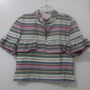 Nicole Miller Striped Satin Blouse Size S
